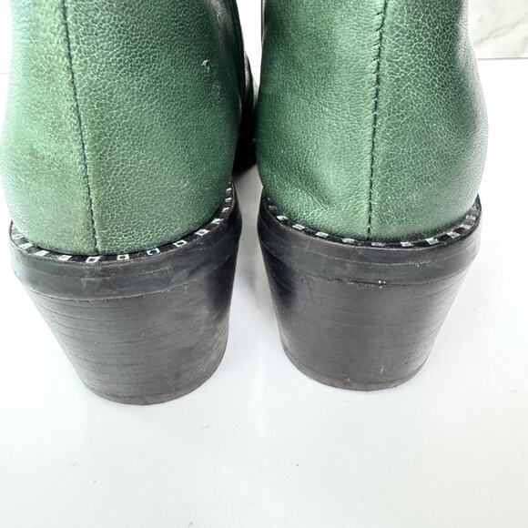 Jeffrey Campbell Womens Konda Ankle Boot Booties Size 7 Leather Western Green - Picture 7 of 10